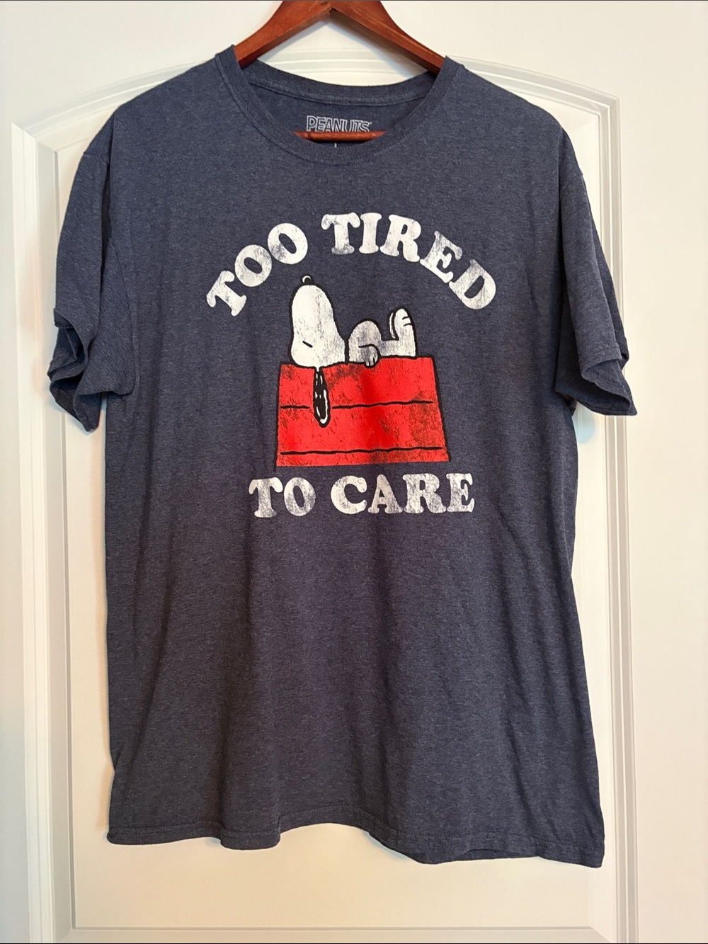 Peanuts Navy Tee with Snoopy on Red Doghouse
